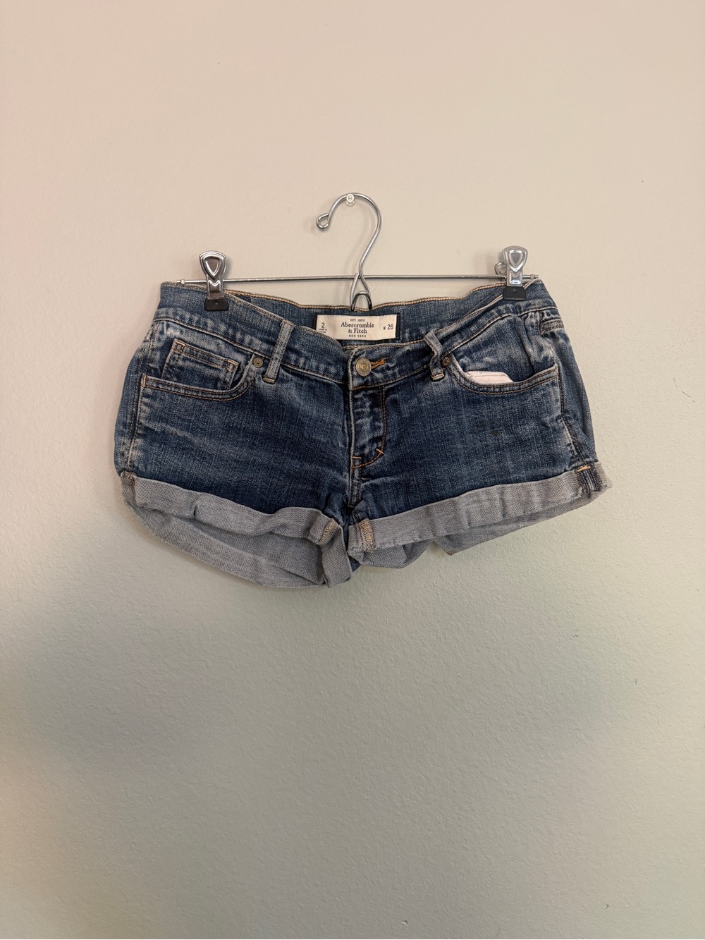 Abercrombie & Fitch Blue Rolled-Hem Denim Shorts